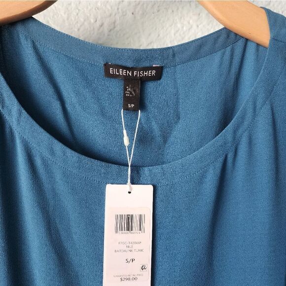 Eileen fisher silk tunic asymmetrical hen sleveless blouse tunic new with tags - Picture 5 of 9